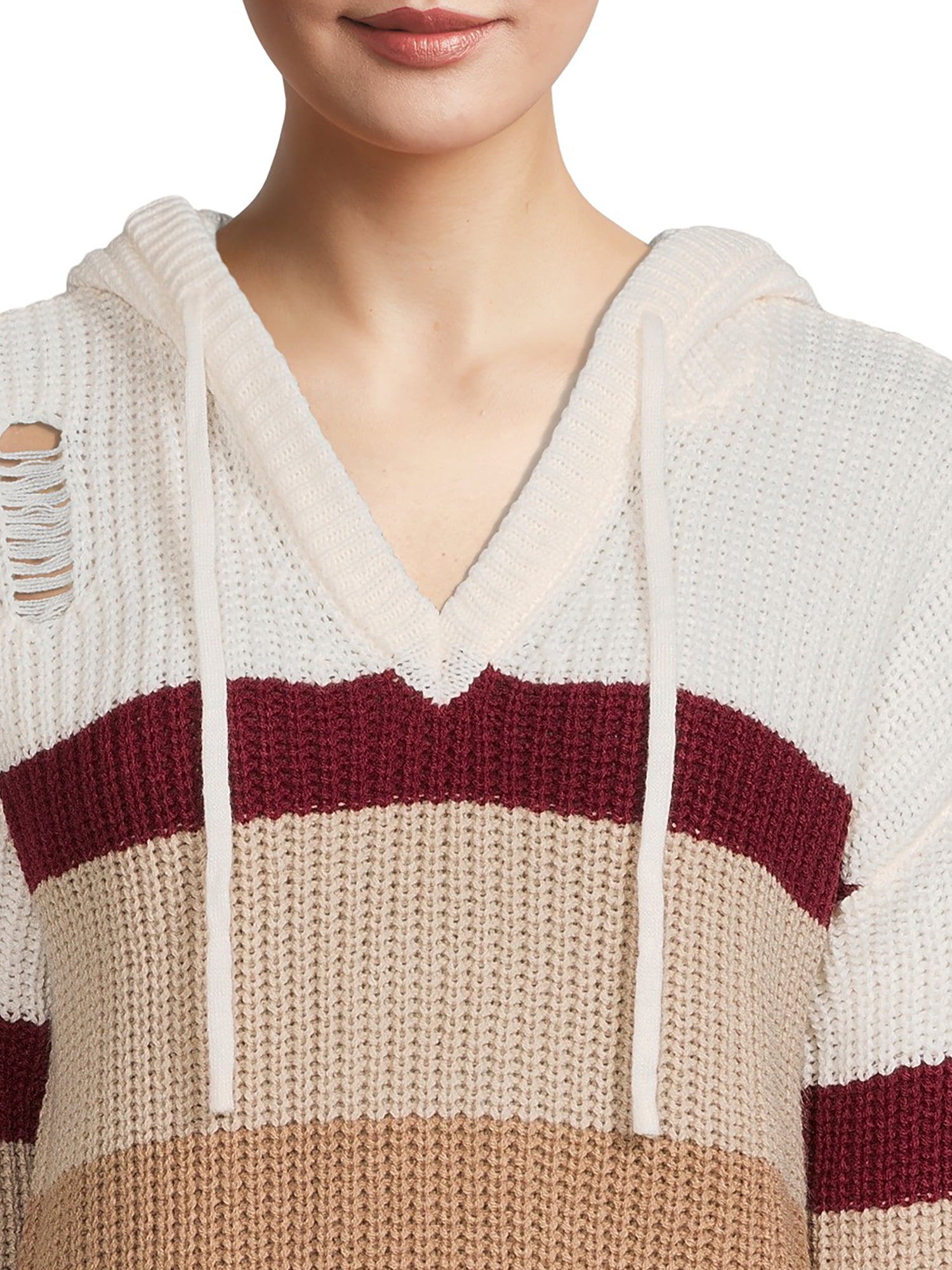 No Boundaries’ Juniors’ Destructed Colorblocked Hoodie