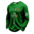 thumbnail image 2 of Ceisia Men's St. Patrick's Day Vintage Four-Leaf Clover Crewneck | Waffle Knit Relaxed Long-Sleeve Casual Top Gift, 2 of 3