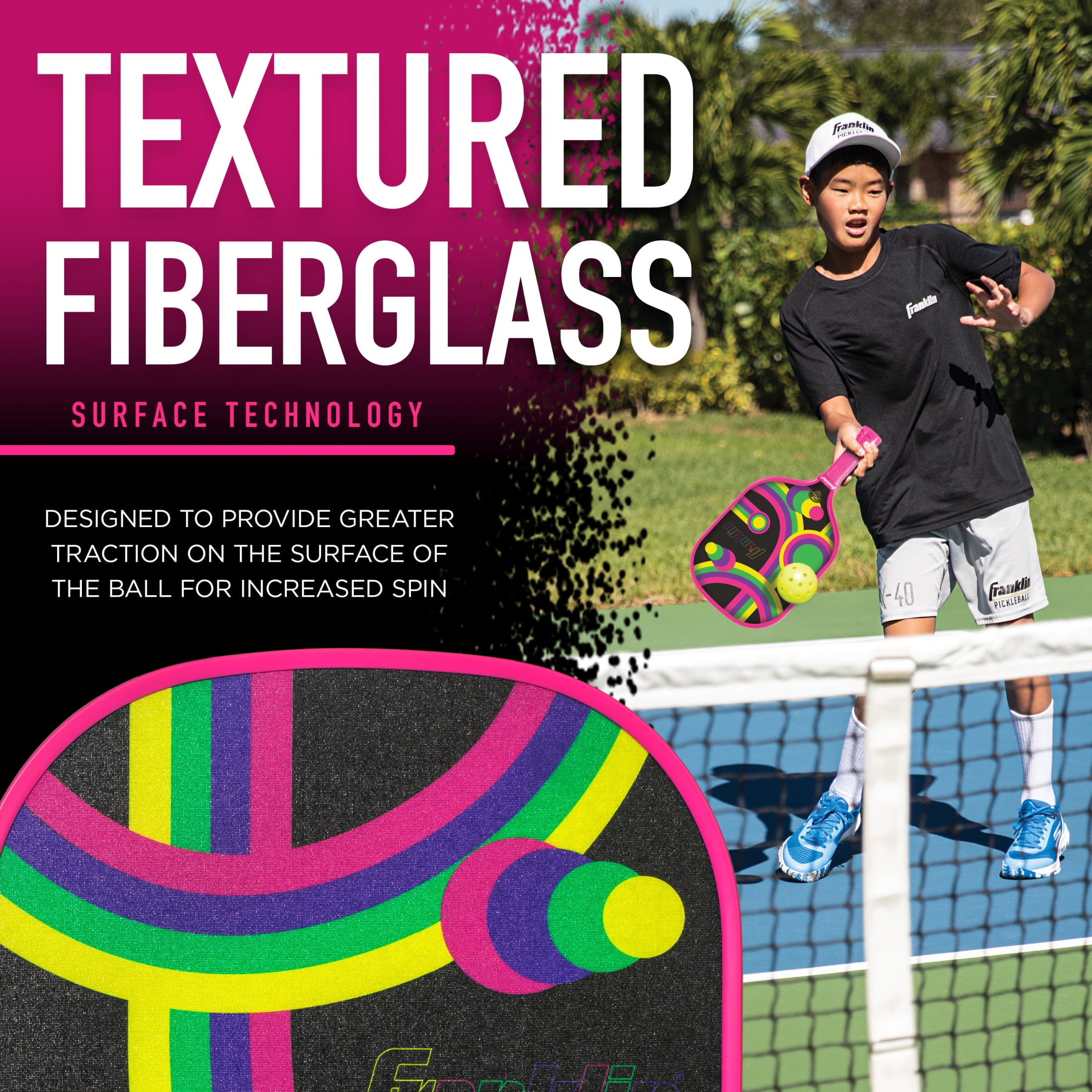 Franklin Sports Kids Pickleball Paddle - Forte Youth Pickleball Paddle for Kids - Junior Pickleball Paddle Series - USA Pickleball (USAPA) Approved - 10mm Polypropylene Core Pickleball Paddles - Pink