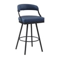 thumbnail image 2 of Pemberly Row Metal & Faux Leather Set of 2 Swivel Pub Height Chair in Blue, 2 of 8