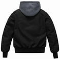 thumbnail image 3 of KVE Boy's Faux Leather Jacket Windproof Fleece Lined Warm Winter Coat Kids Bomber Outerwear PU Motorcycle Hooded Jacket Black 6-7, 3 of 9