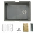 thumbnail image 2 of Stylish Undermount 25” Graphite Black Single Bowl Kitchen Sink with 4 accs S-612WN, 2 of 17