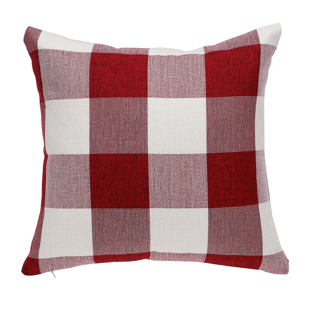 Linen Decorative Throw Pillow Cover Farmhouse Decor Buffalo Checkers