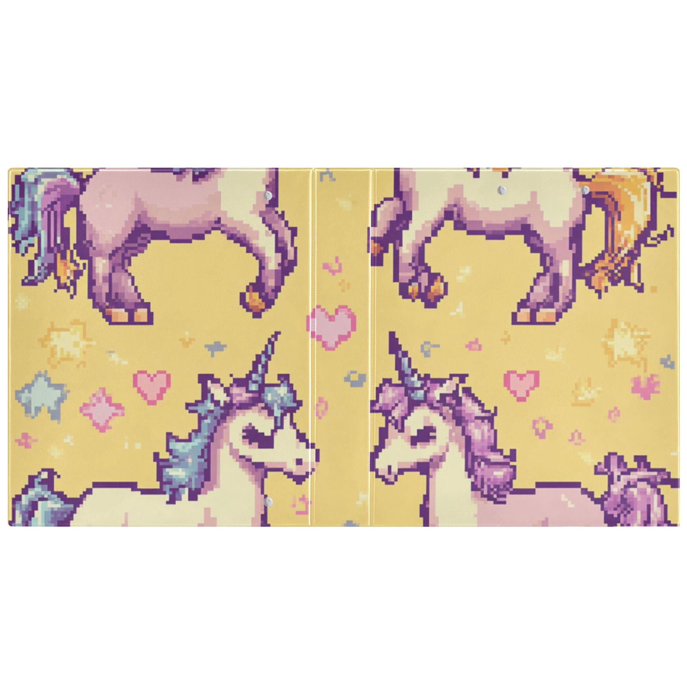 Pixel Unicorns 3 Ring Binders 1.5 inch Hardcover File Folders with Interior Pockets A4 Size Organizer for School Office Hospital