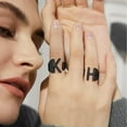 thumbnail image 4 of KeyStyle Black Letter Initial Ring for Women Bold Open Statement Ring Adjustable Trendy Party Jewelry Birthday Valentine's Day Gift for Wife, 4 of 10