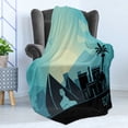 thumbnail image 4 of Egypt Soft Flannel Fleece Throw Blanket, Pyramids Camel Palm Tree and Monuments, Cozy Plush for Indoor and Outdoor Use, 60" x 80", Charcoal Grey Sea Blue, by Ambesonne, 4 of 5
