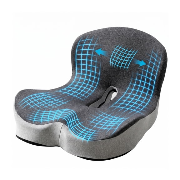 Nalqet Comfort Gel Memory Foam Seat Pillow, Ergonomic Lumbar Support for Office Chair, Car Seat and Wheelchair, Grey Two-Tone