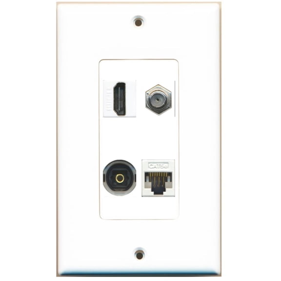 Ultra Spec Cables 1 Port HDMI Coax Toslink Cat5e Wall Plate DecorZ