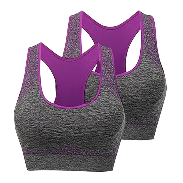 FAIWAD 2 Pack Racerback Sports Bras for Women Medium Support Padded Bralettes Wireless Workout Crop Tank Tops