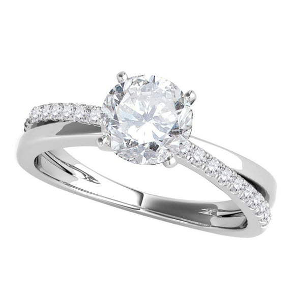 Mauli Jewels 3/4 Carat Natural Round White Diamond ( I-J/ I1-I2 ) Solitaire Twisted Shank Solitaire Engagement Ring In 14K White Gold, Ring Size 6