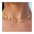 thumbnail image 2 of Ziurtnc Women Necklace 26 Alphabets Faux Pearl Starfish Decor Bohemian Beach Style Adjustable Length Party Club Choker Neck Ocean Jewelry, 2 of 8