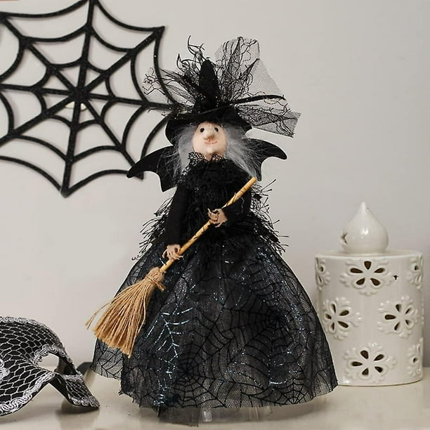 Decoración de Halloween Adorno para árbol de Navidad Bruja - para escritorio Decoración de Halloween en la copa del árbol (negro)