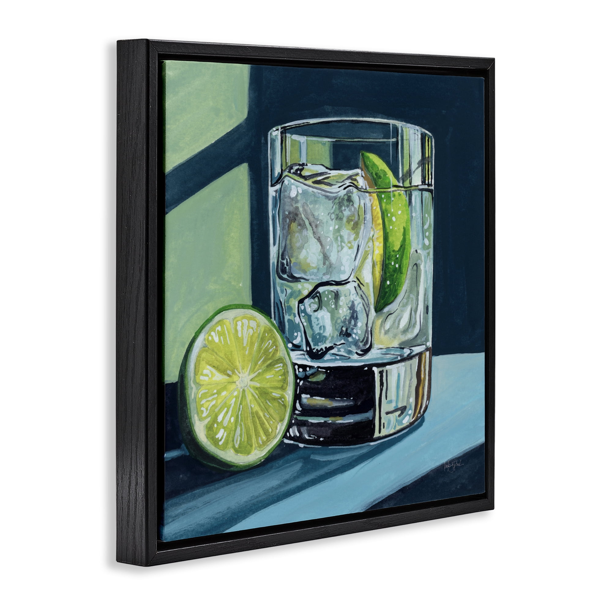 Stupell Industries Lime & Gin Tonic Cocktail Black Framed Floater Canvas Wall Art, design by Kate Jarvik Birch