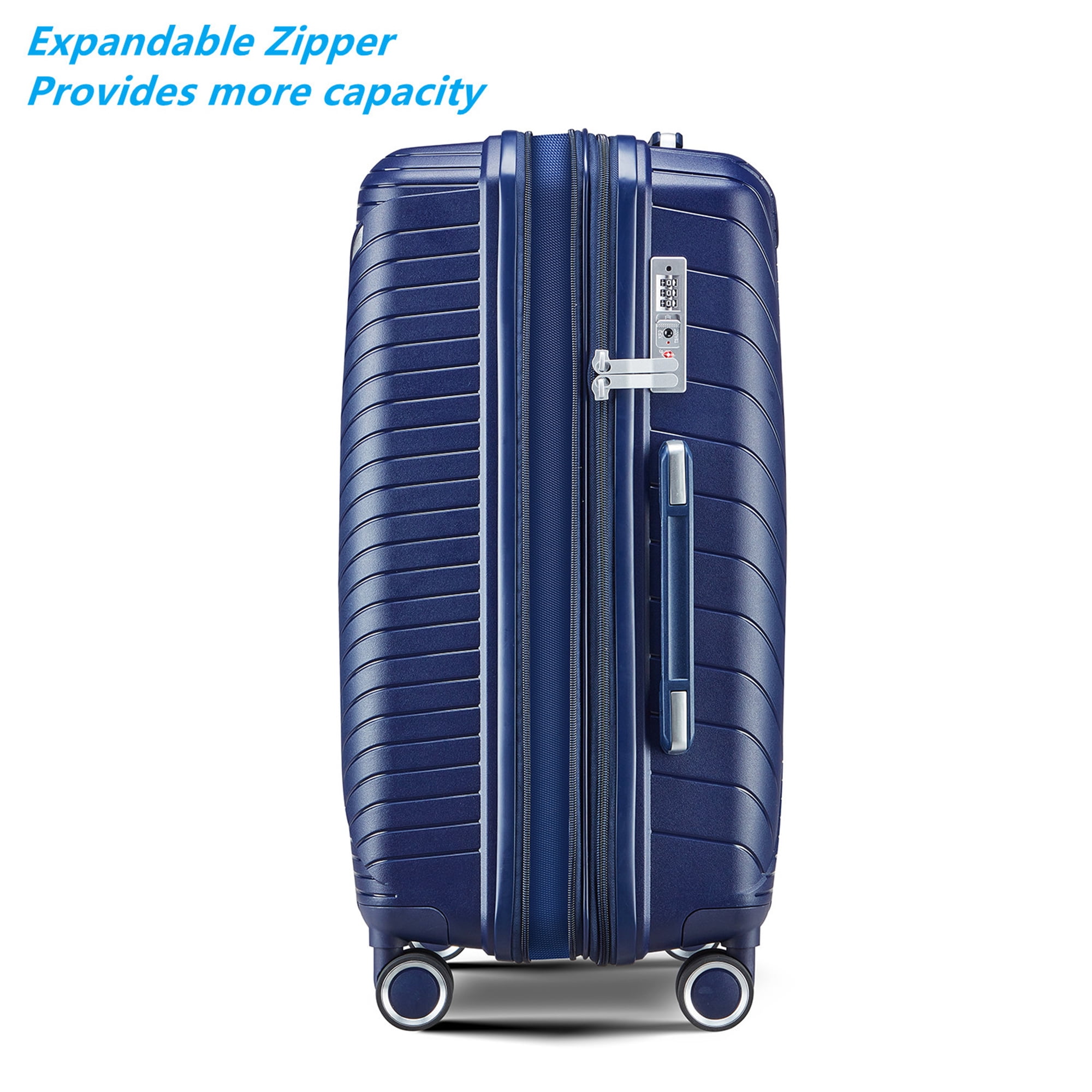 Free Shipping Aukfa Expandable Hardside 4 Piece Luggage Travel Set Durable Suitcase Double Wheels Blue Walmart
