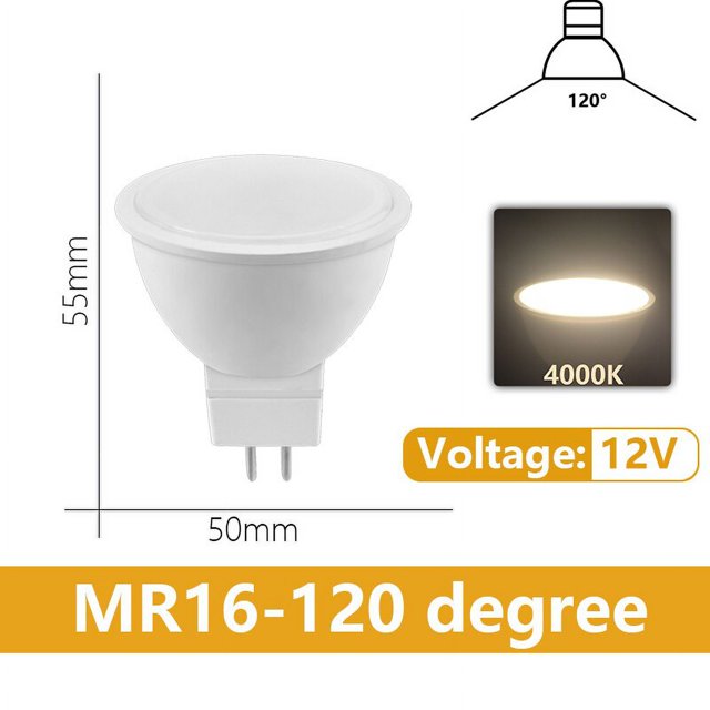 Bombilla de foco LED MR16, CA/CC, 12V, GU5.3, baja presión, 3W, 5W, 6W, 7W, luz de 38/120 grados, puede reemplazar a 20W, 50W, lámpara halógena, 4-20 piezas