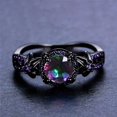 thumbnail image 1 of 1pc Trendy Black Zirconium Ring For Unisex, Punk Black Ring With Purple Rhinestones, 1 of 4