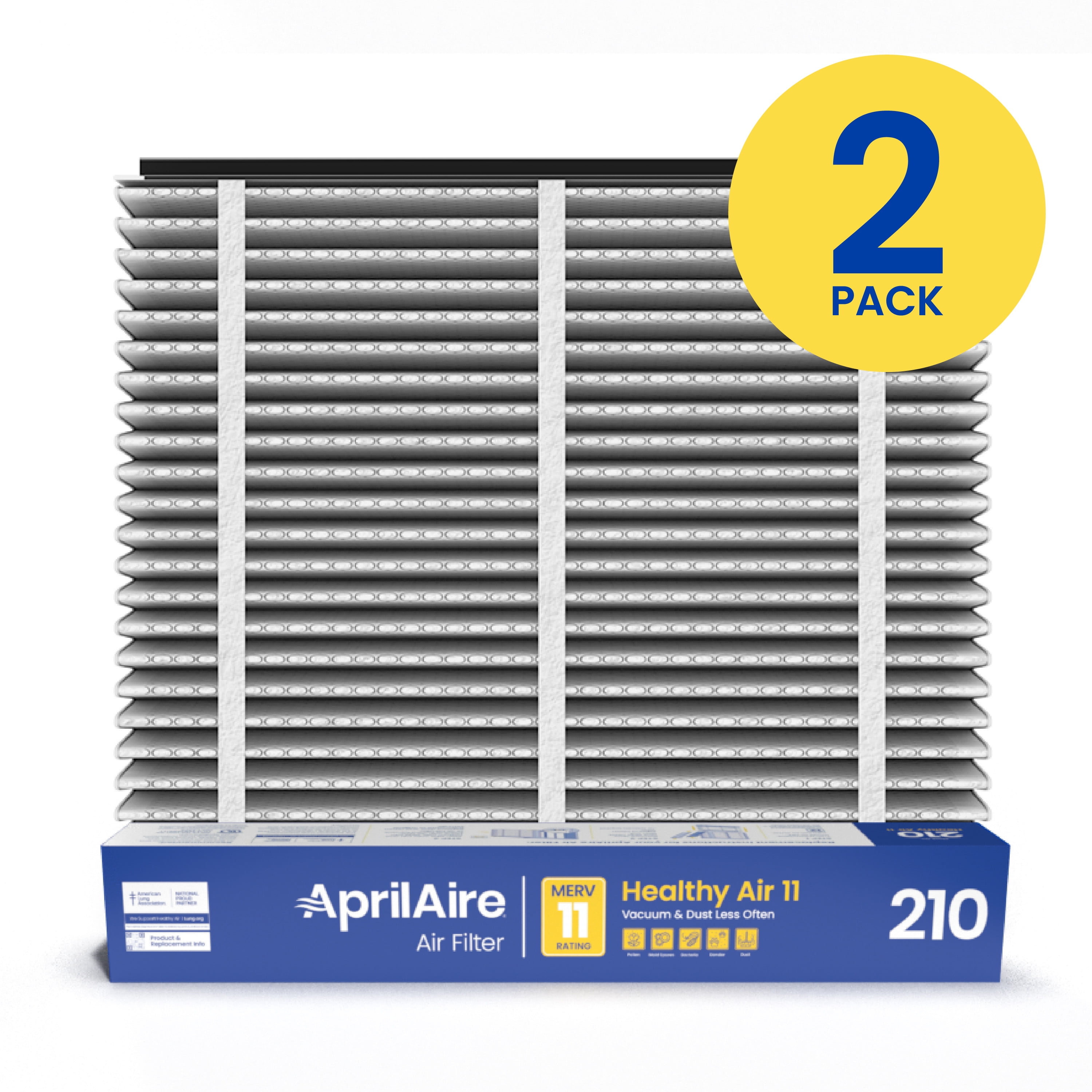 AprilAire 210 Replacement Filter for AprilAire Whole-House Air Purifiers - MERV 11 Clean Air Furnace Filter (Pack of 2)