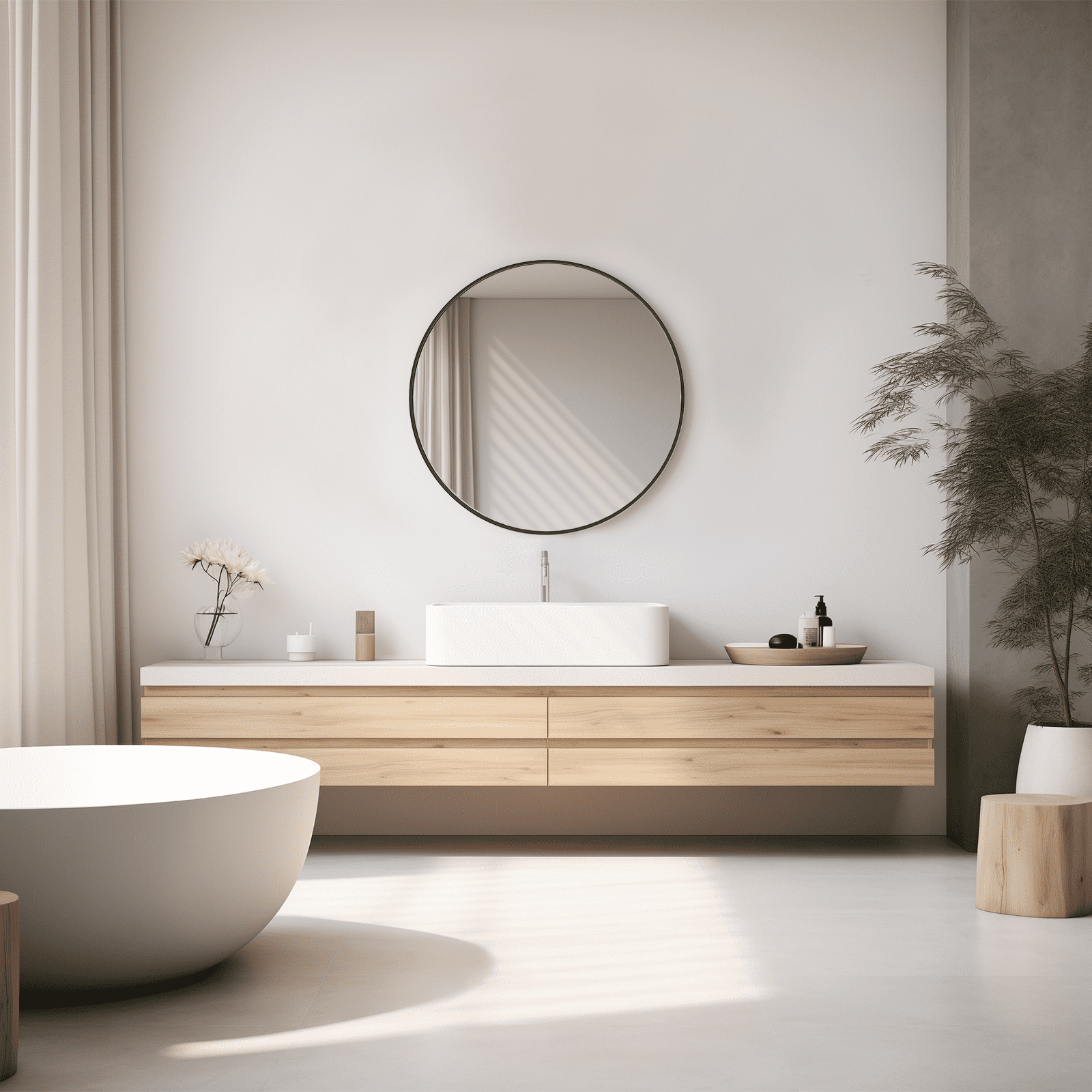 MAYEERTY 20in Round Wall Mirror Vanity Mirror for Bathroom，Black