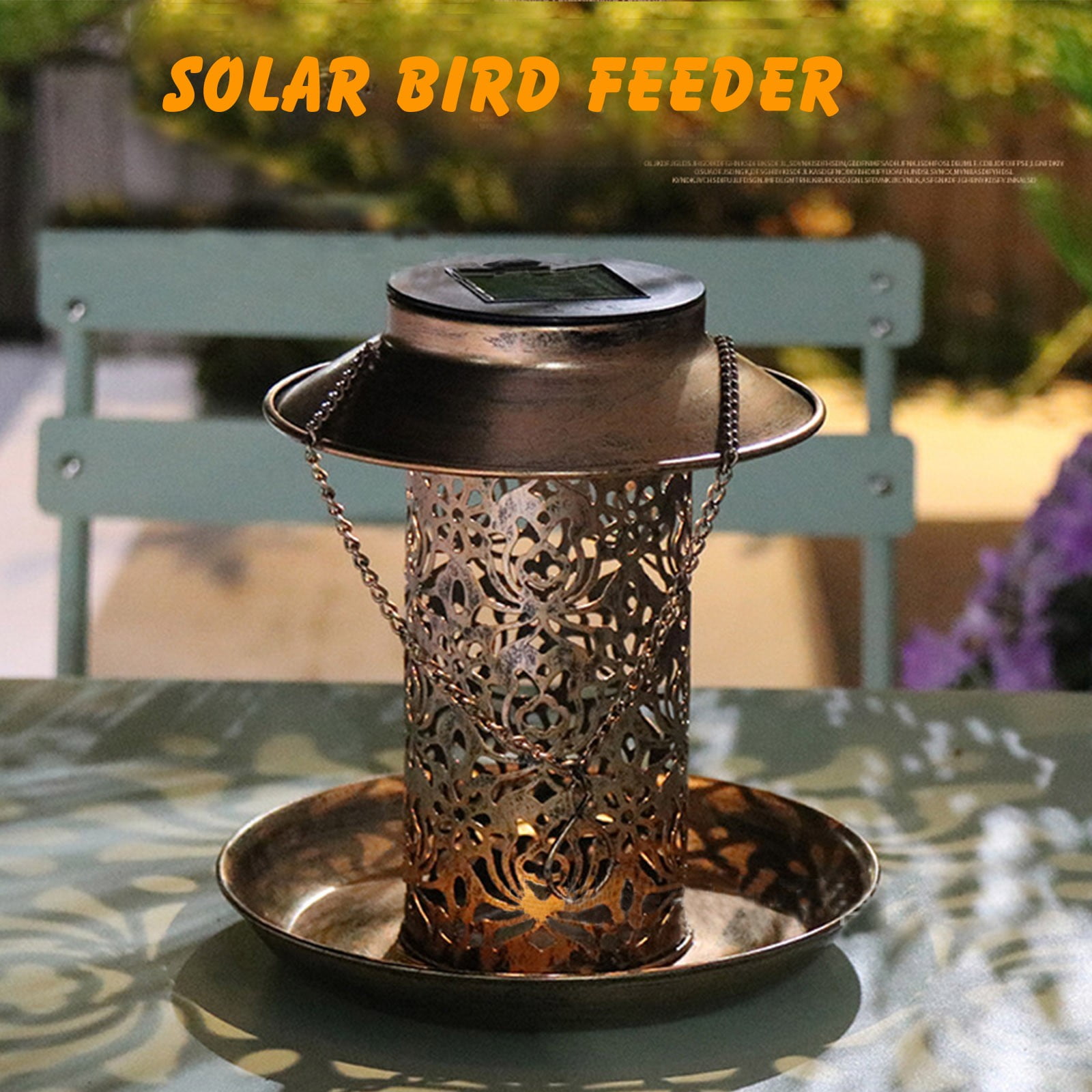 LACKUST Bird Feeders Outdoor Clearance,2-in-1 Solar Bird Feeder and Street Lamp with Metal Tray for Garden,Multicolor