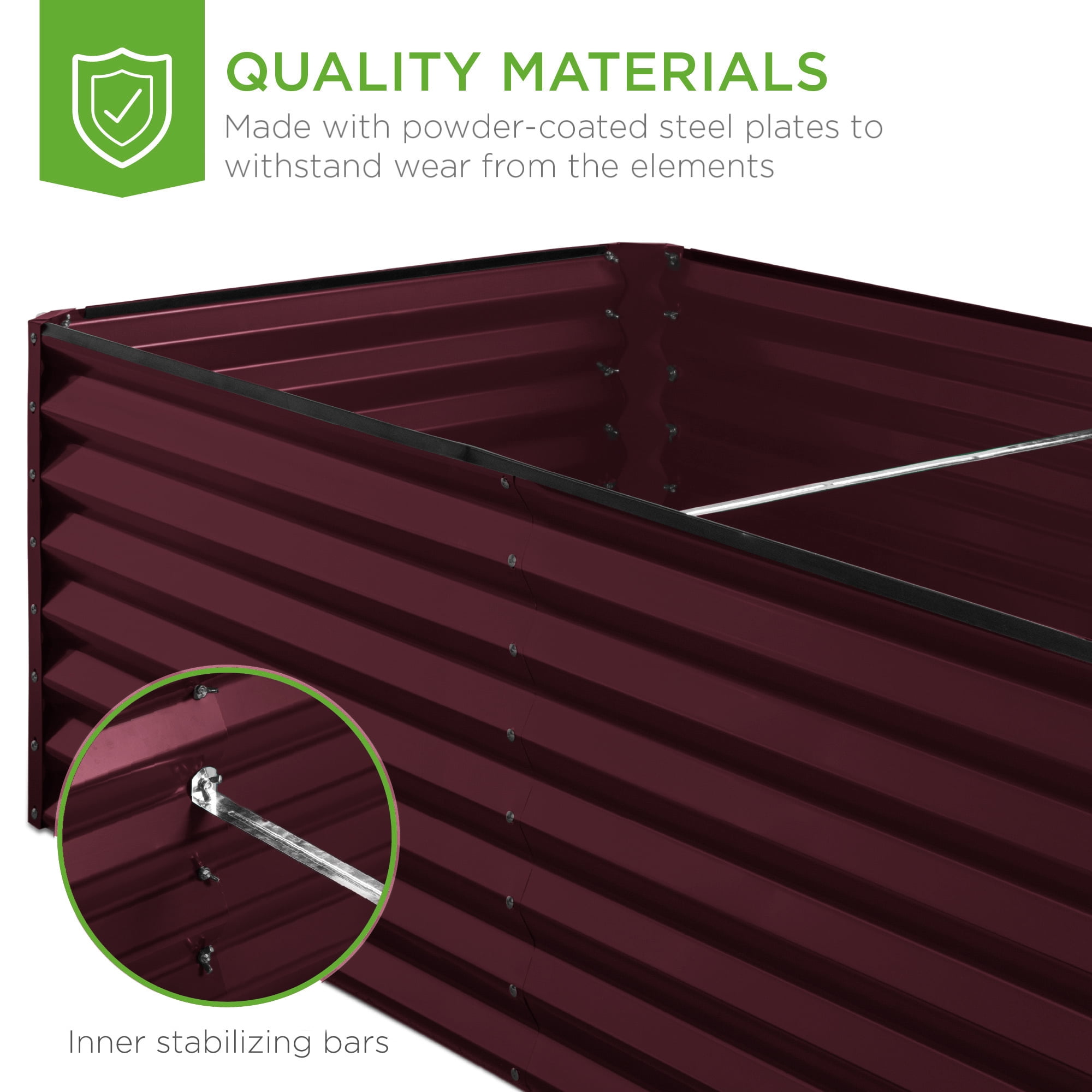 Best Choice Products 6x3x2ft Outdoor Metal Raised Garden Bed for Vegetables Flowers Herbs - Burgundy