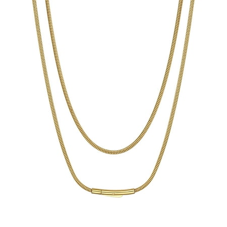 Suplight 2mm Polished Round Snake Chain Necklace for Pendants 14K Gold Plated Stainless Steel