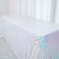 Efavormart 90"x156" Iridescent Blue Big Payette Sequin Rectangle Tablecloth Premium Table Cover Party Supplies for Baby Shower Tablecloth, Wedding Birthday Party, Banquet Decor