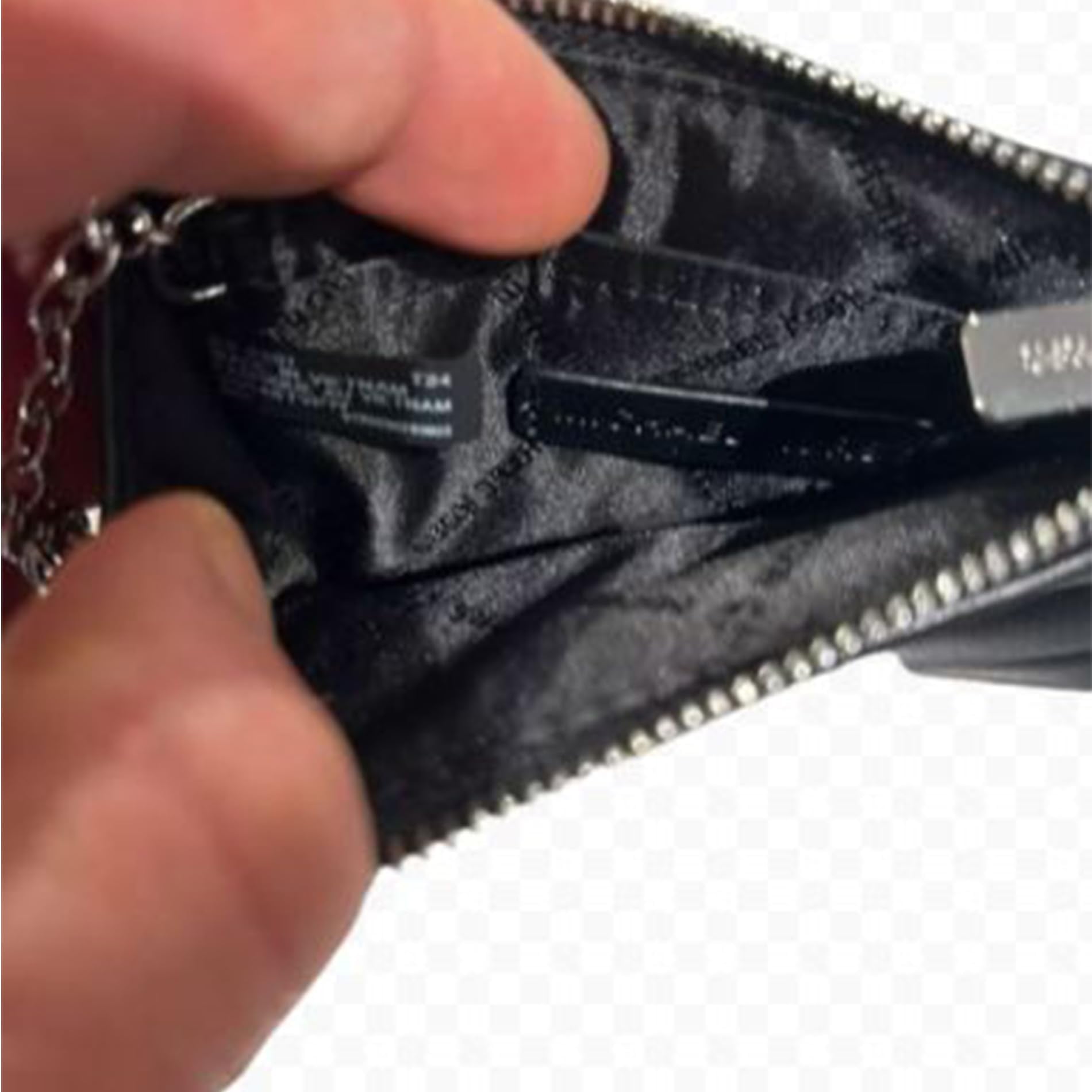 Michael Kors Jet Set Travel Small Top Zip Coin Pouch with ID Holder in Saffiano Leather (Black) (Black/Silver)