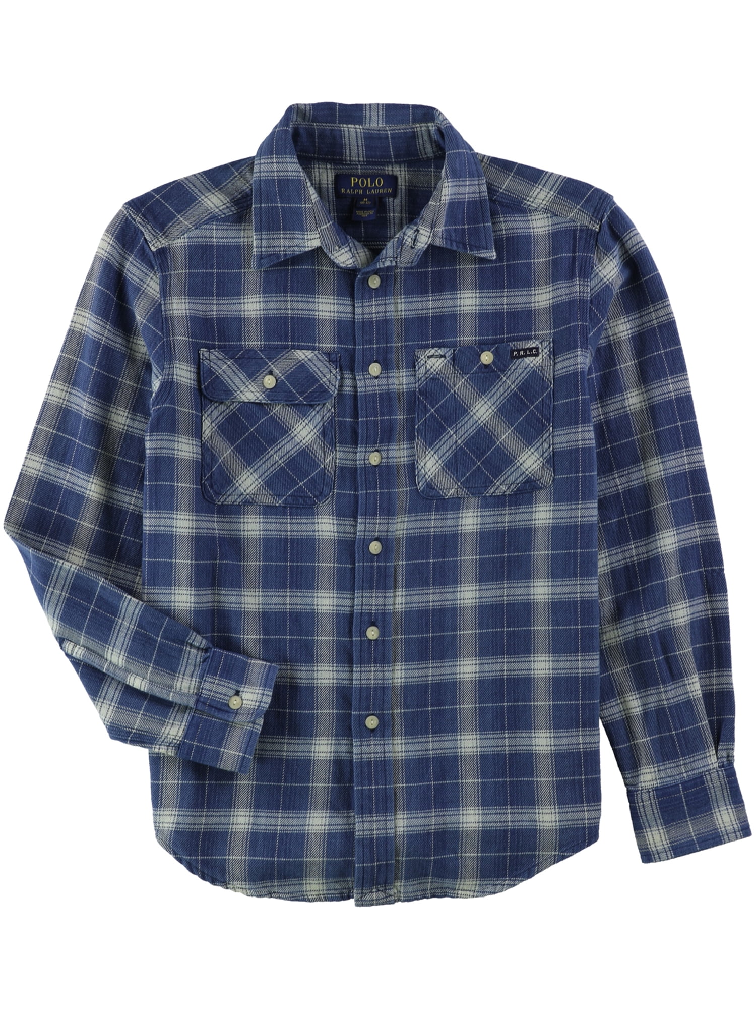 Ralph Lauren Boys Plaid Button Up Shirt navy M Big Kids (820