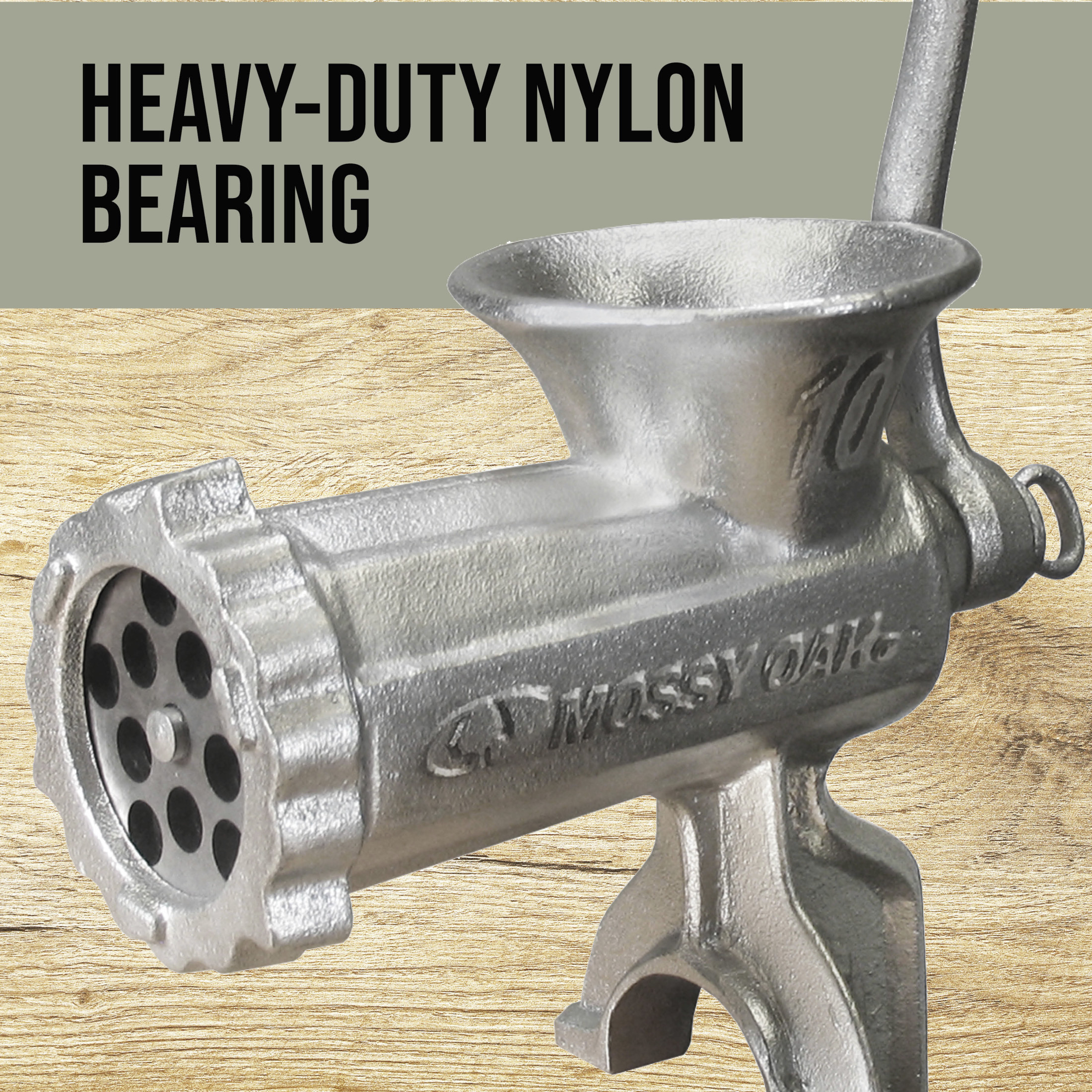 Mossy Oak Heavy-Duty Manual Meat Grinder & Sausage Stuffing Kit with 2 Grinding Plates and C-Clamp