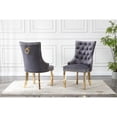 thumbnail image 2 of Double Tufted Gray Velvet Side Chairs with Gold Stainless Steel Legs, 2 of 2
