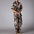 thumbnail image 3 of SWSMCLT Men's Short Sleeve Pajama Set Satin Pajamas Dragon 2 Piece Fall Lounge Silky Thin Valentines Day Pjs Black Large, 3 of 4