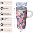 thumbnail image 3 of 20OZ Stainless Steel Purple Butterfly Beverage Tumbler with Handle Insulated Coffee Travel Mug Gift for Women Girls on Birthday Christmas Commute, 3 of 6