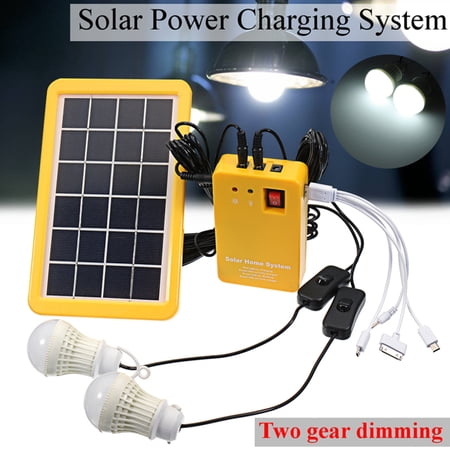 4 In 1 3w Solar Power System With 2 Emergency Lights Re The Cell Phone Solar Panel With Electric Generator Two Gear Dimming Solar Home Dc System Kit