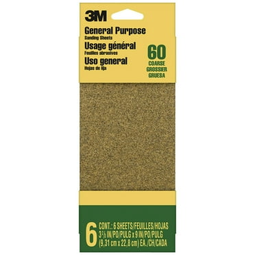 3-2/3" x 9" 3M 9017 Finishing Sandpaper Sandpaper, 60-Grit Coarse, 6-Pack