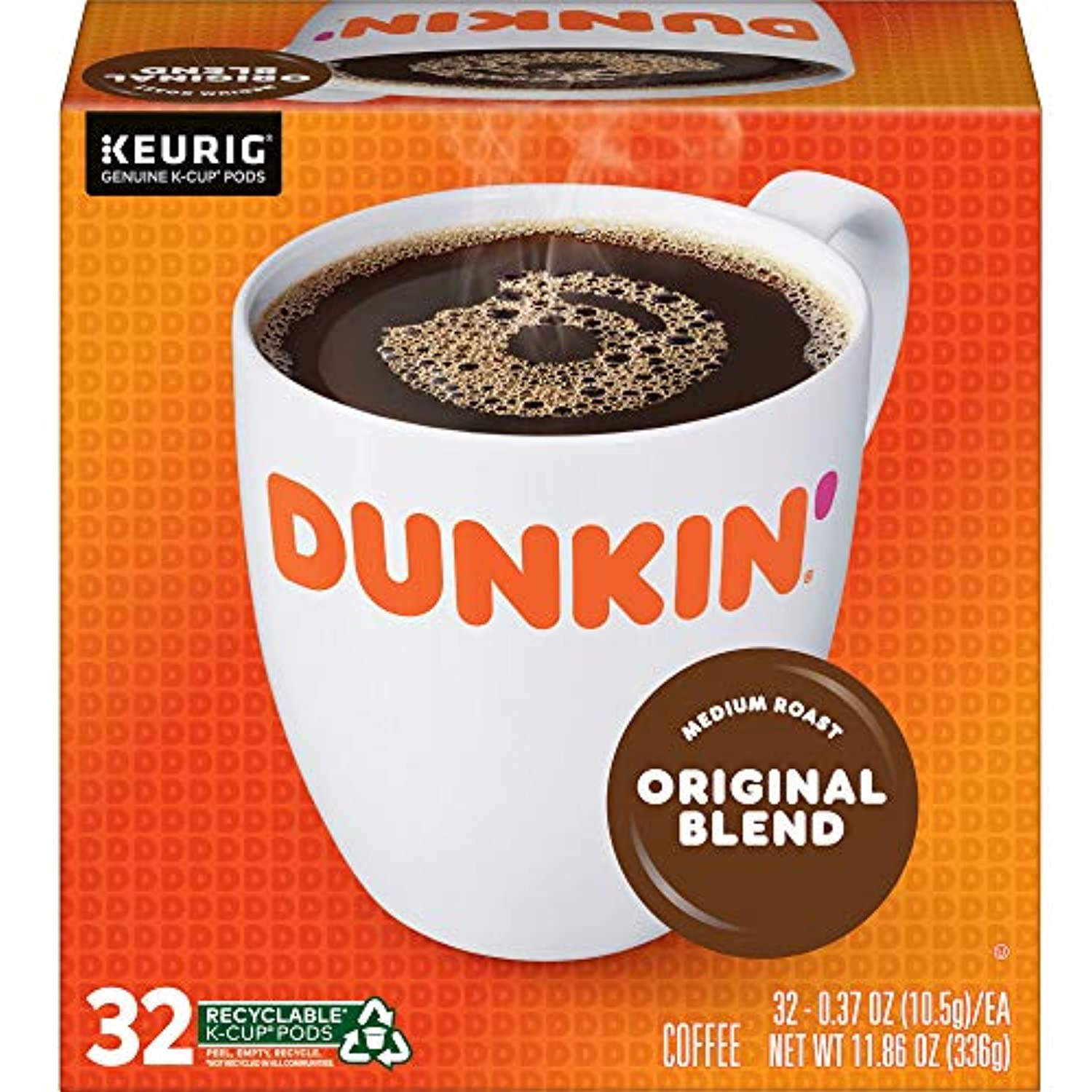 Dunkin Donuts Coffee, Original Blend Medium Roast Coffee, K Cup Pods For Keurig Coffee Makers, 128 Count