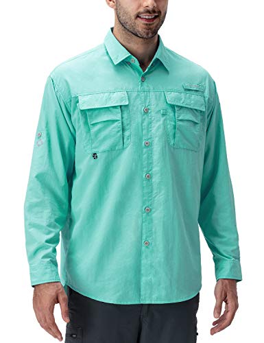 NAVISKIN Mens UPF 50 Sun Protection Hiking Fishing Shirt Lightweight Quick Dry SPF Outdoor Long Sleeve Shirt