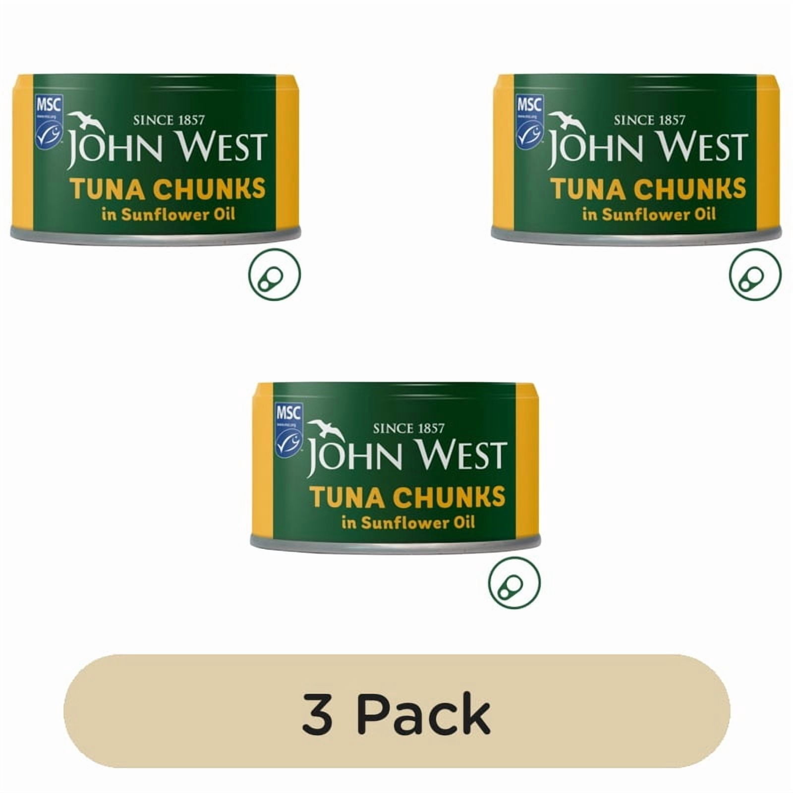John West Tuna Chunks in Sunflower Oil MSC 125g, British Import (Pack of 3)