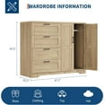 thumbnail image 5 of Acekid 43.3 IN H Armoire Wardrobe Closet with 4 Drawers and 2 Doors, Hanging Rod, Multifunctional Wooden Dresser Storage Closet, Wood, 5 of 7