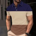 thumbnail image 2 of Camisa Casual de Impresión de Gradiente de los Hombres, Top de Solapa de Manga Corta en Tela de Malla Ligera para el Aire Libre Y el Ocio, Blusa de Suéter Elegante, 2 of 9