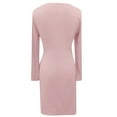 thumbnail image 3 of Women's Dress Office Style Workplace Long Sleeve V-Neck Party Dress (Pink L), 3 of 4
