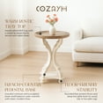 thumbnail image 3 of COZAYH Round Rustic Wood Accent Tray Top Nightstand Side Table, White Legs, Set of 2, 3 of 13