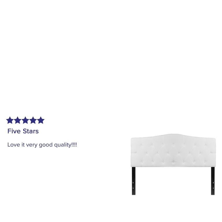 Emma + Oliver Tufted Queen Headboard, White Fabric photo 5