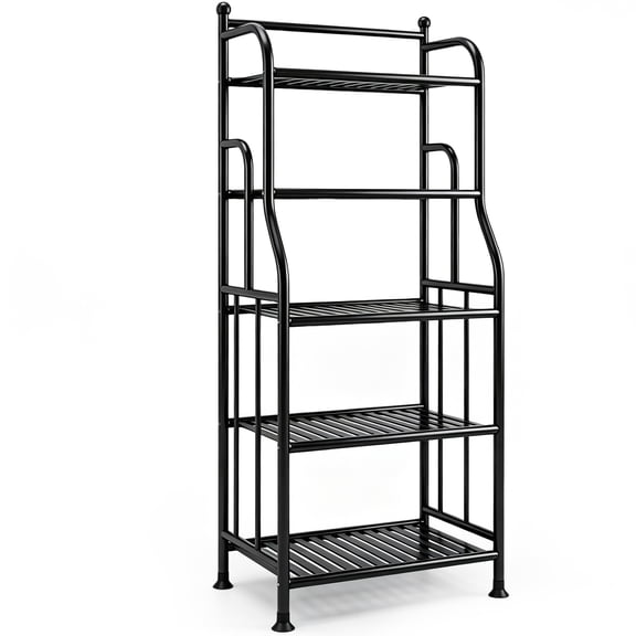 5 Tier Bathroom Storage Shelf, 5-Tier Large Capacity Shelf Organizer, Multifunctional Storage Rack, Heavy Duty Storage Shelves Display Organizer for Balcony, Kitchen, Bathroom, Living Room