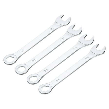 4 Packs 14mm Thin Combination Wrench with Offset 6-Point End and Angled Open End
