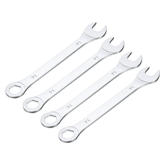 4 Packs 14mm Thin Combination Wrench with Offset 6-Point End and Angled Open End