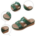 thumbnail image 6 of Rokment Women's Platform Wedge Slip on Walking Sandals 2026 Summer Vintage Casual Leather Buckles Open Toe Chunky Mid Heel Dress Slides for Woman Beach Green Size 6, 6 of 8