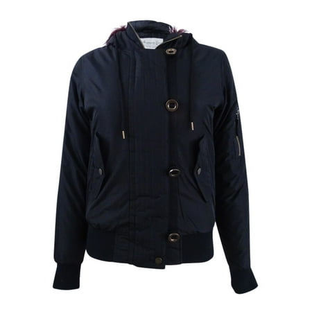 American Rag Juniors' Faux-Fur-Trim Bomber Jacket (XS, Classic Black)
