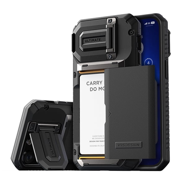 VRS Design Back Cover Cell Phone Case for Apple iPhone 13 Pro Max, Groove Black