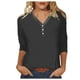 thumbnail image 1 of Blusa de manga 3/4 y cuello en V para mujer: estampado floral, poliéster, corte ajustado, prenda elegante informal para la oficina o una fiesta, combina con vaqueros o faldas., 1 of 5