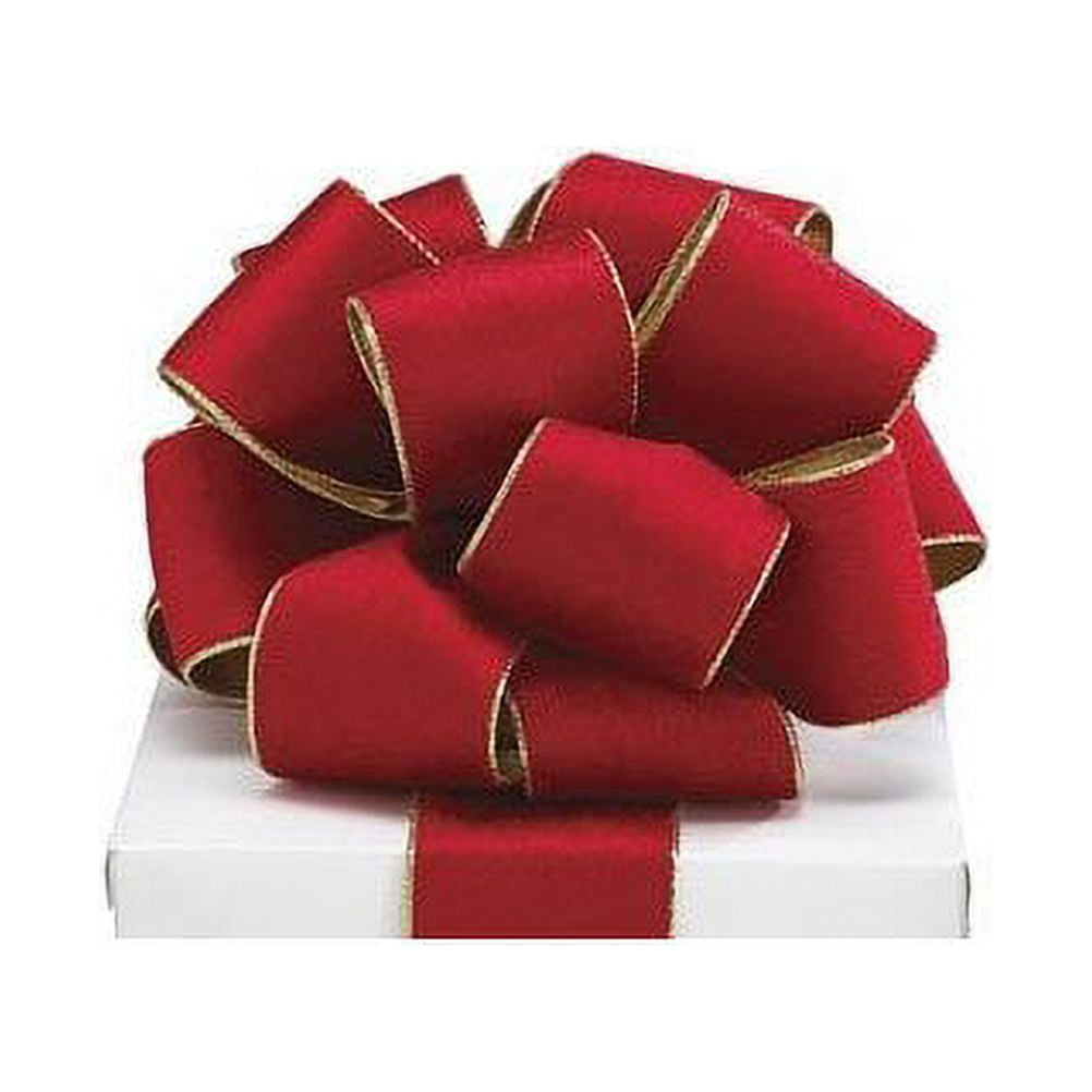 burton+BURTON #40 Red Velveteen/Gold Wired Ribbon